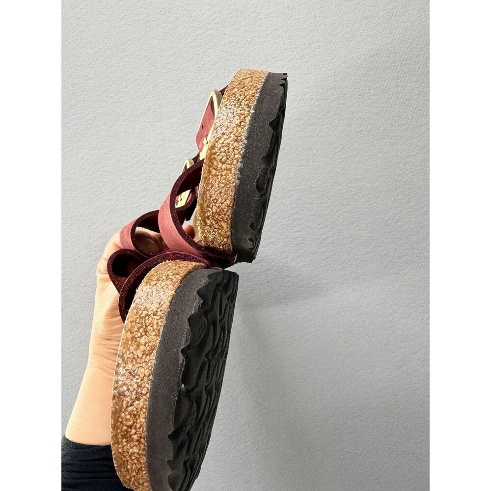 Birkenstock Arizona Sandals EU 42 Burgundy Nubuck Leather Slides - Picture 11 of 12